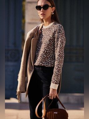 BALZAC PARIS Ignace Sweatshirt Women's Size XS Leopard Print Crewneck Fall